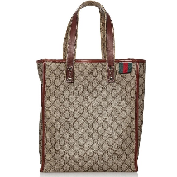 Gucci Brown GG Supreme Web Tote Bag - Picture 1 of 11
